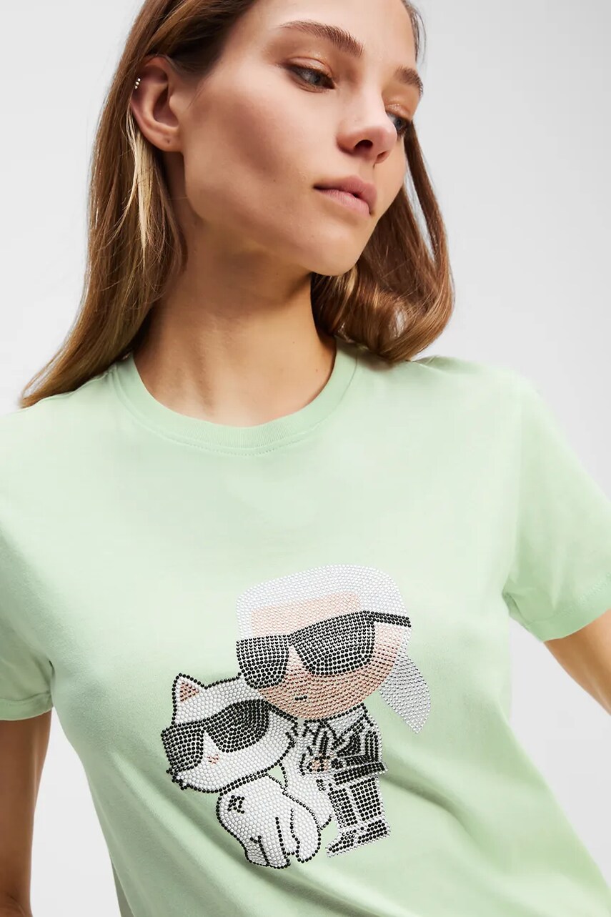 Karl Lagerfeld pamut póló női, zöld, A1W17131 termék 2. képe