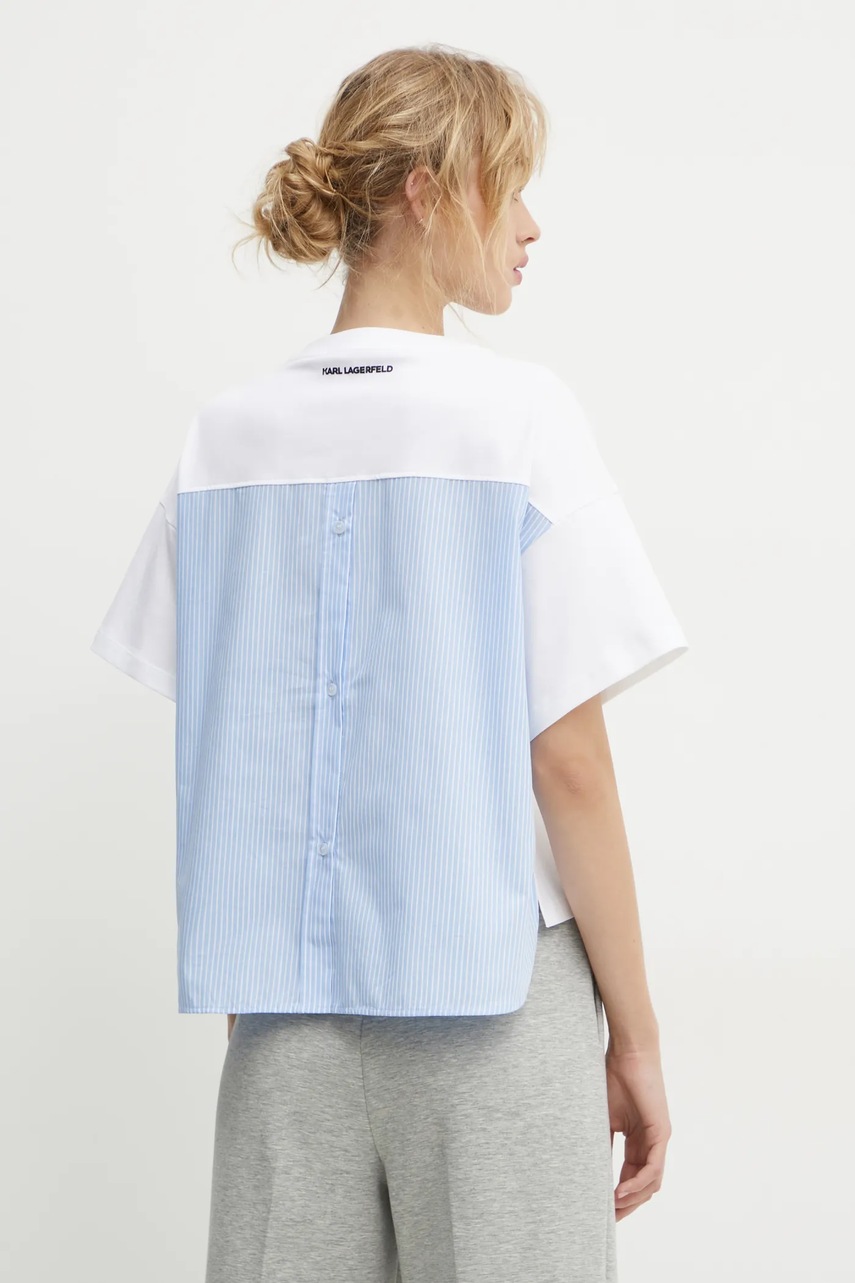 Karl Lagerfeld tricou din bumbac femei, culoarea alb, A1W17135