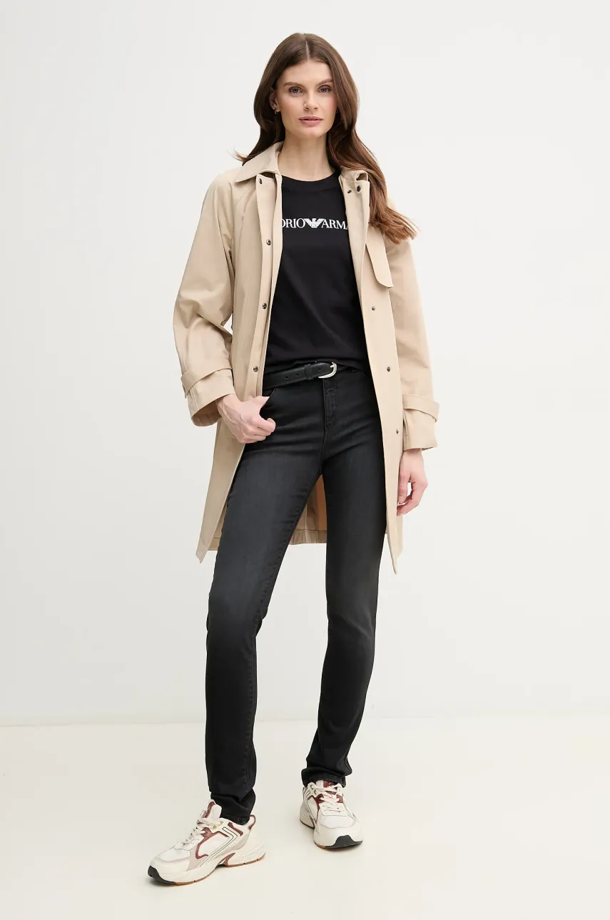 Хлопковая футболка Emporio Armani женская цвет чёрный 8N2T9C 2J53Z Хлопковая футболка Emporio Armani женская цвет чёрный 8N2T9C 2J53Z