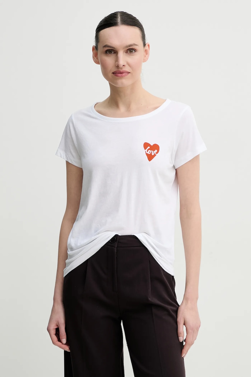 Marc O'Polo tricou din bumbac femei, culoarea alb, M03206751431 Marc O'Polo tricou din bumbac femei, culoarea alb, M03206751431