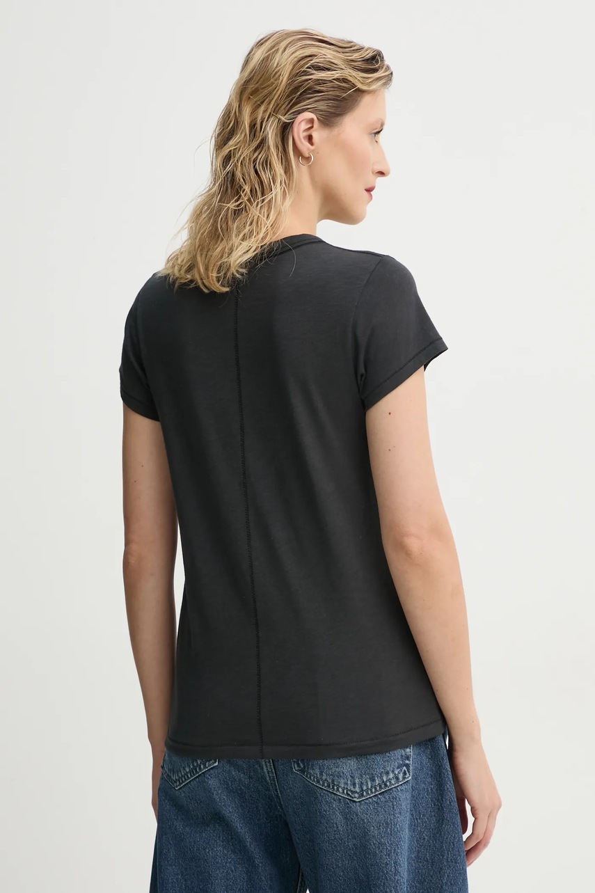 Βαμβακερό μπλουζάκι Rag & Bone γυναικείο, χρώμα: μαύρο, W272C32CH φωτογραφία