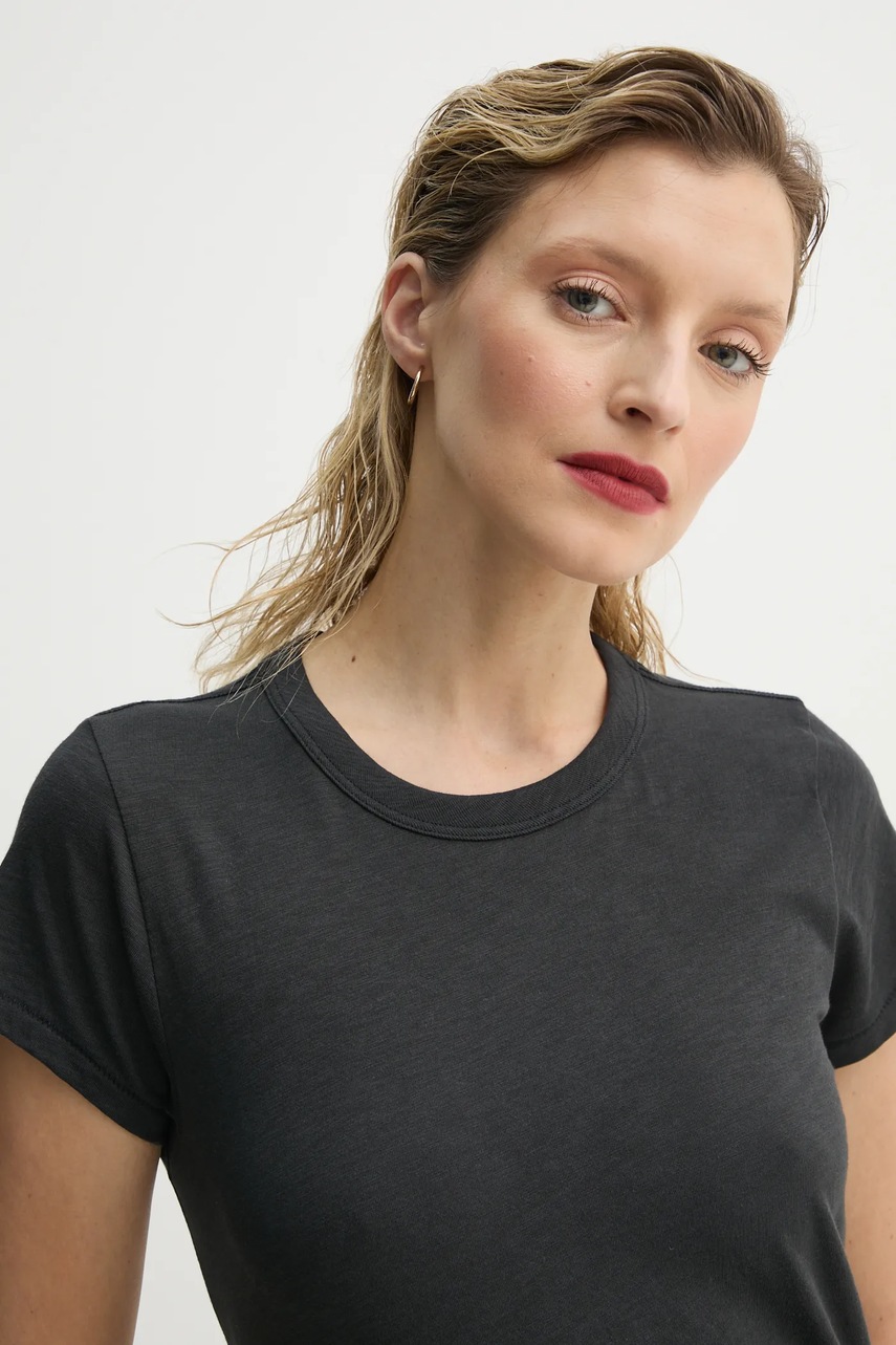 Βαμβακερό μπλουζάκι Rag & Bone γυναικείο, χρώμα: μαύρο, W272C32CH φωτογραφία