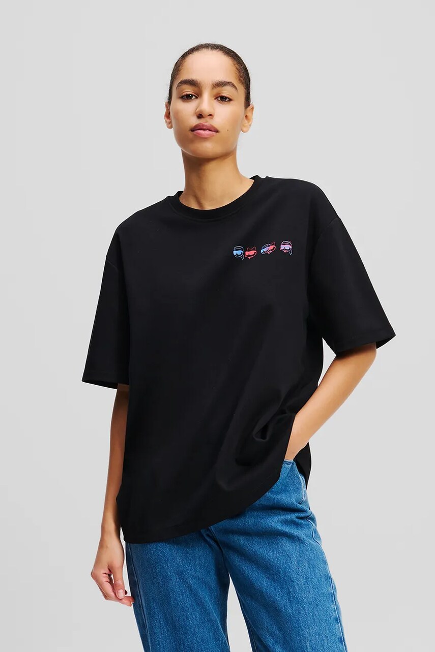 Karl Lagerfeld tricou din bumbac femei, culoarea negru, A2W17113
