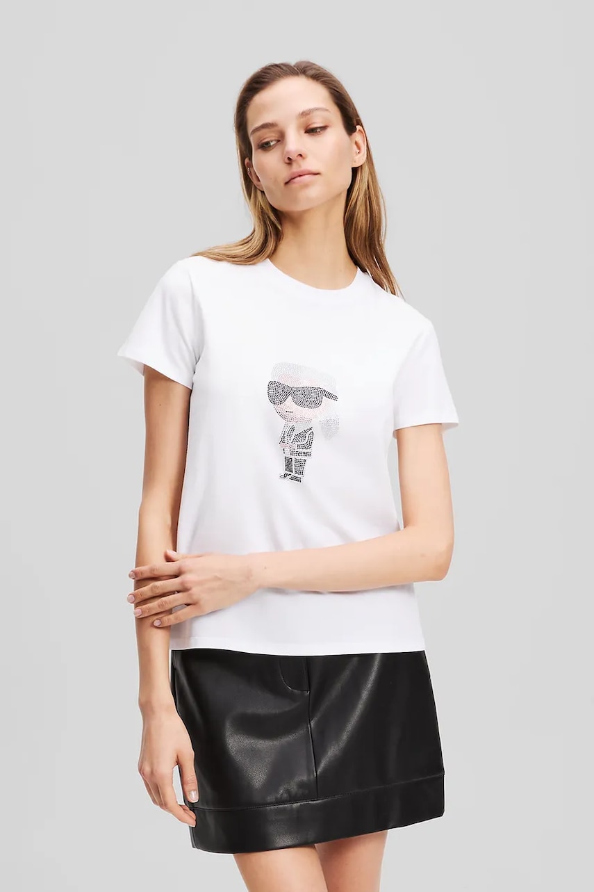 Karl Lagerfeld tricou din bumbac IKON culoarea alb, A3W17076