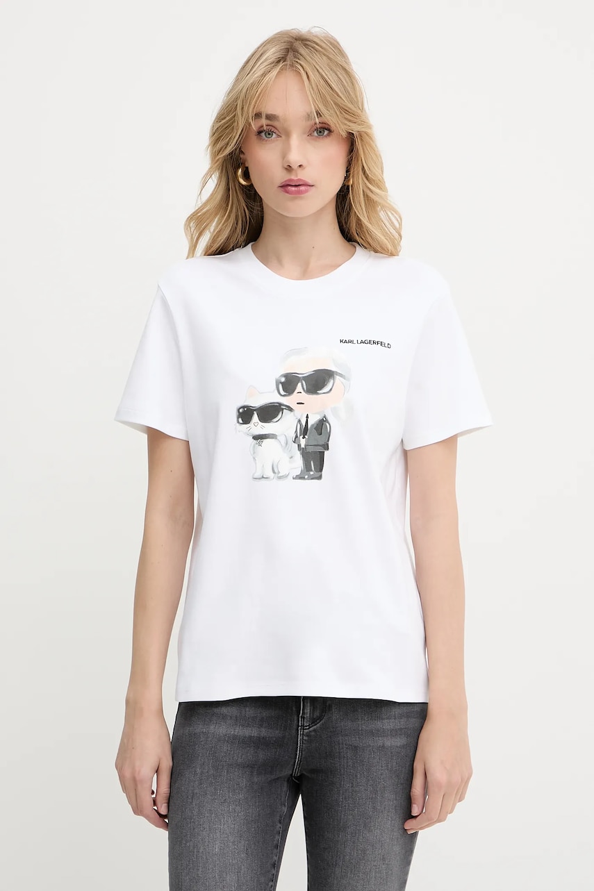 Karl Lagerfeld tricou din bumbac IKON culoarea alb, A3W17077