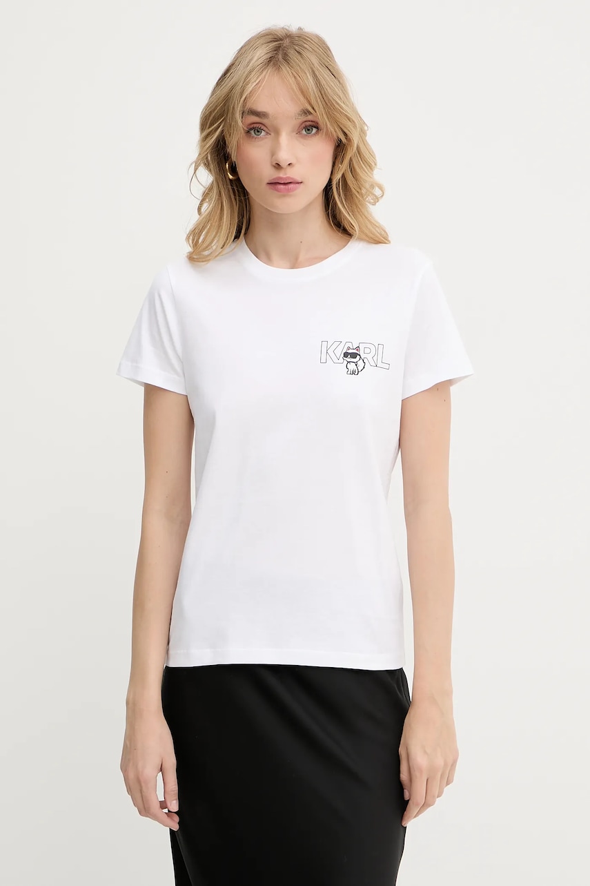 Karl Lagerfeld tricou din bumbac IKON culoarea alb, A3W17085
