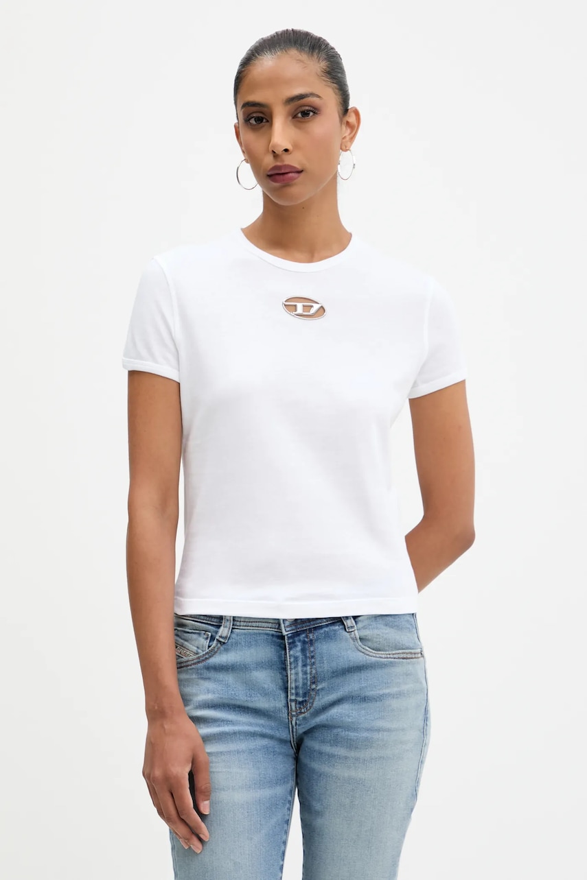 Diesel tricou din bumbac T-UNCUTIE-LONG-OD-Q1 culoarea alb, A16839.0CLBR
