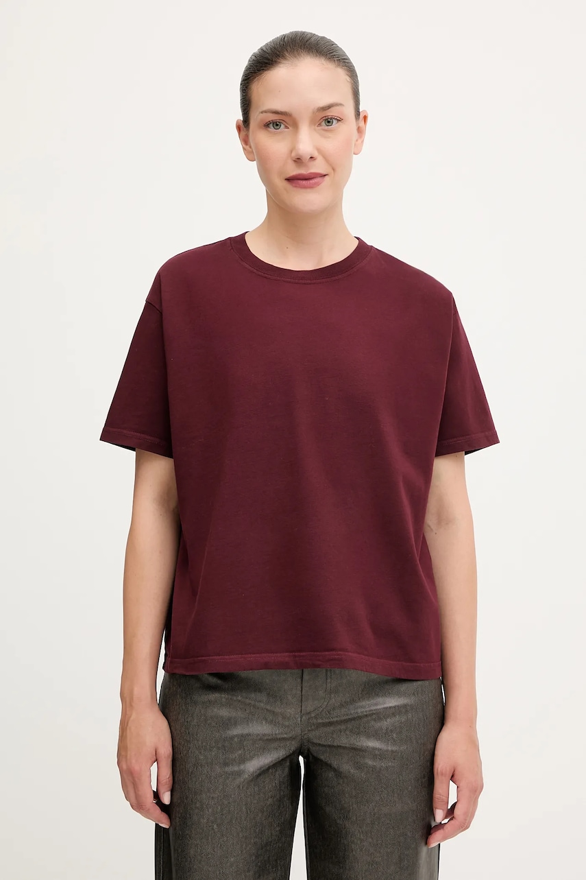 American Vintage tricou din bumbac culoarea maro, FIZ02A