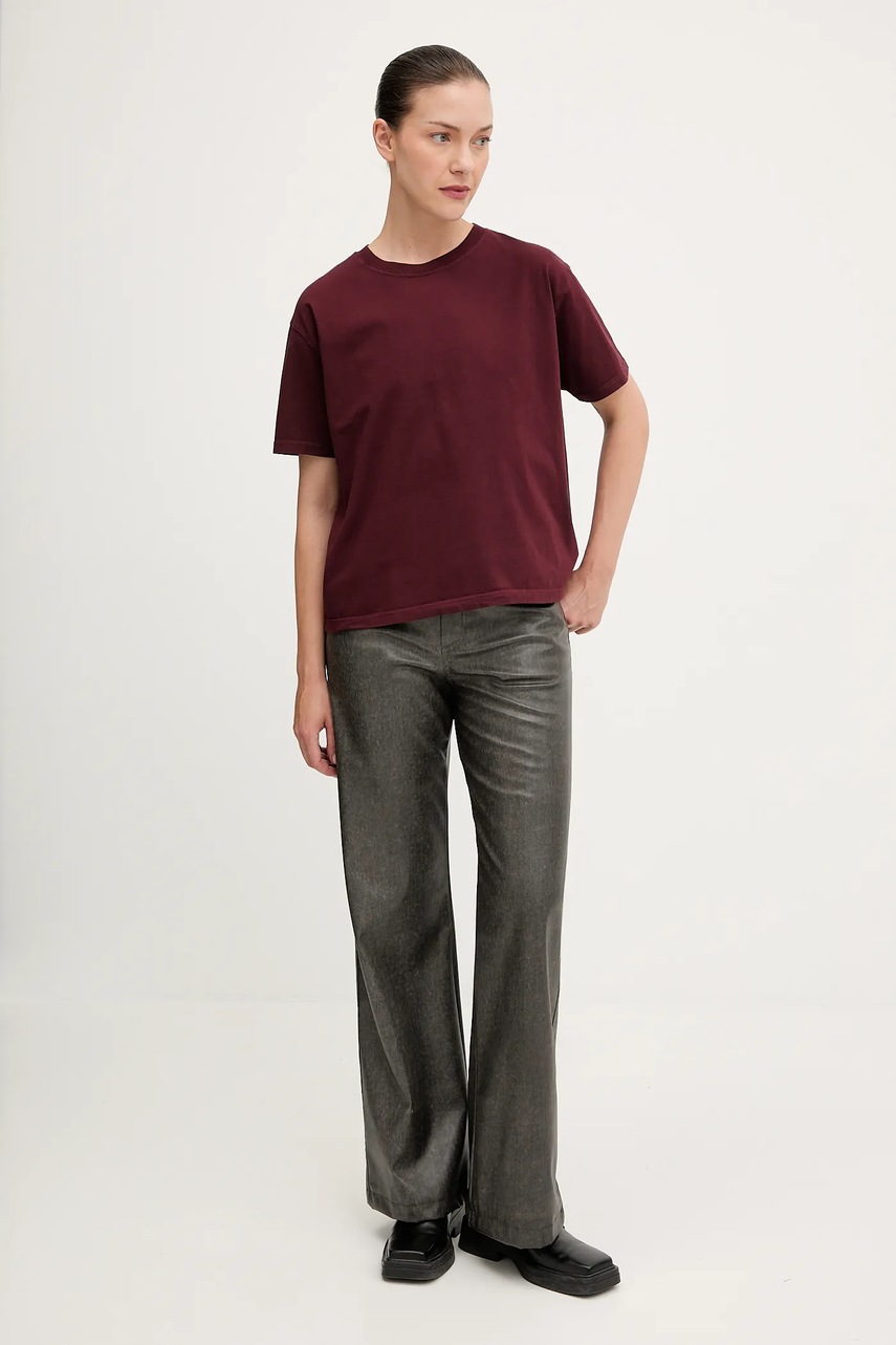 Хлопковая футболка American Vintage цвет коричневый FIZ02A