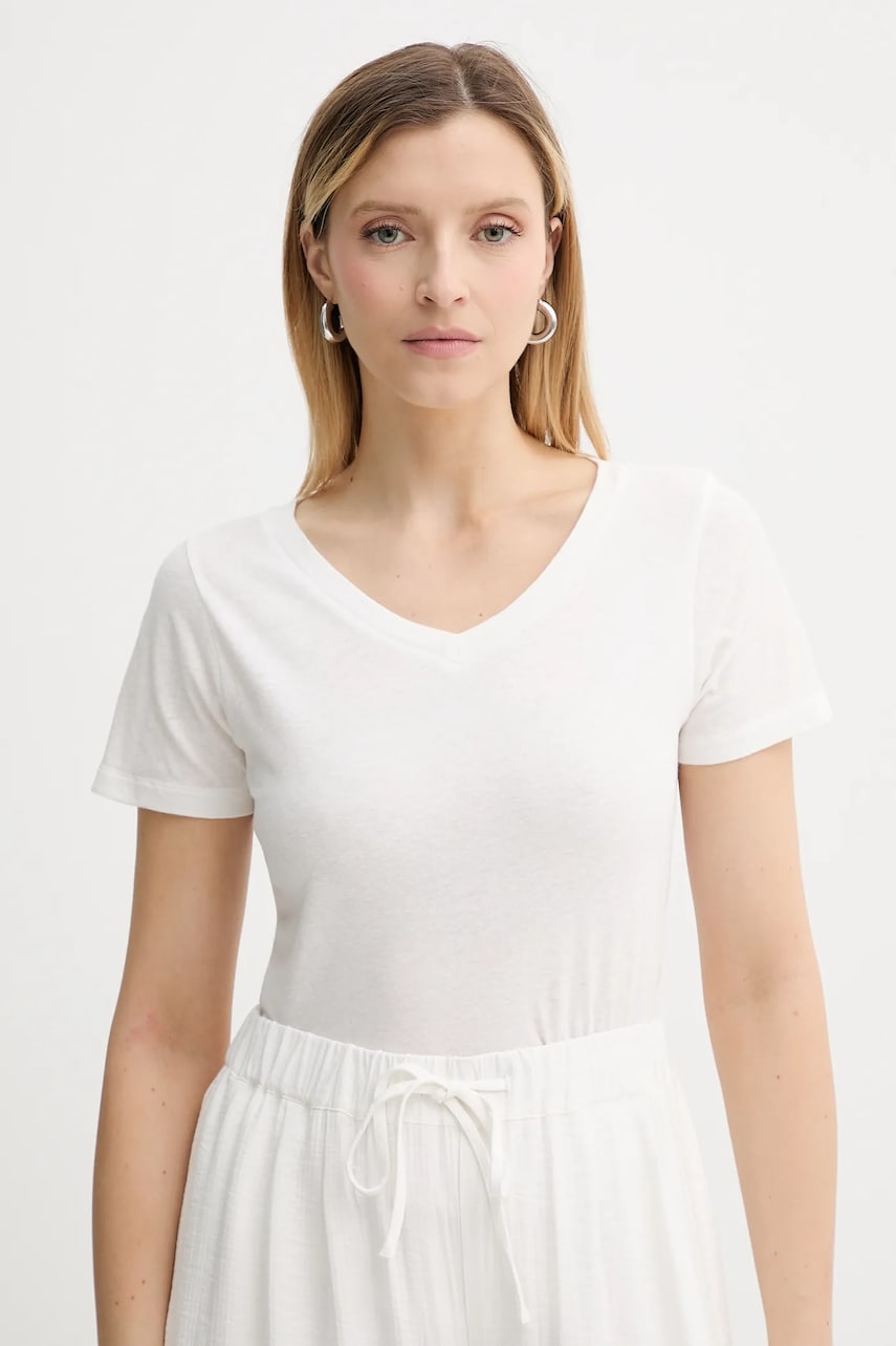 American Vintage tricou din bumbac culoarea alb, GAMI02D