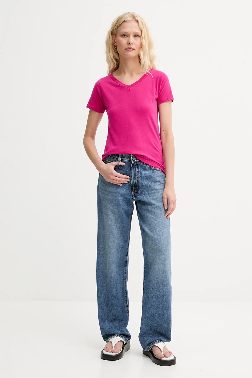 Хлопковая футболка American Vintage цвет розовый GAMI02D