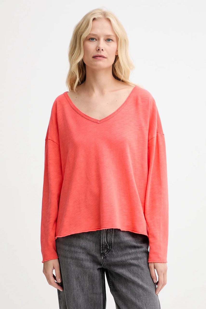 American Vintage longsleeve din bumbac culoarea portocaliu, SON02GG