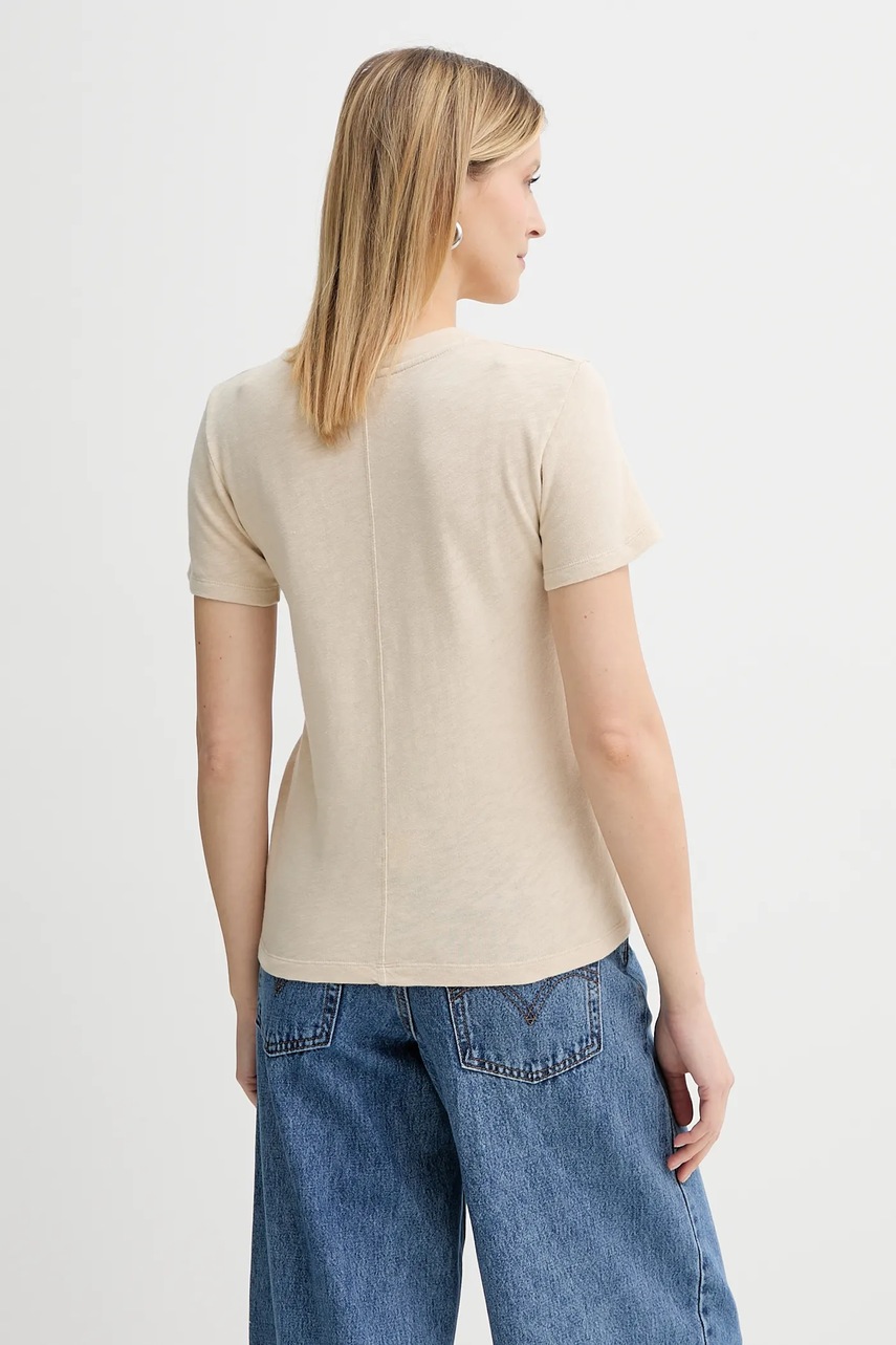 Βαμβακερό μπλουζάκι American Vintage χρώμα: μπεζ, SON28G φωτογραφία