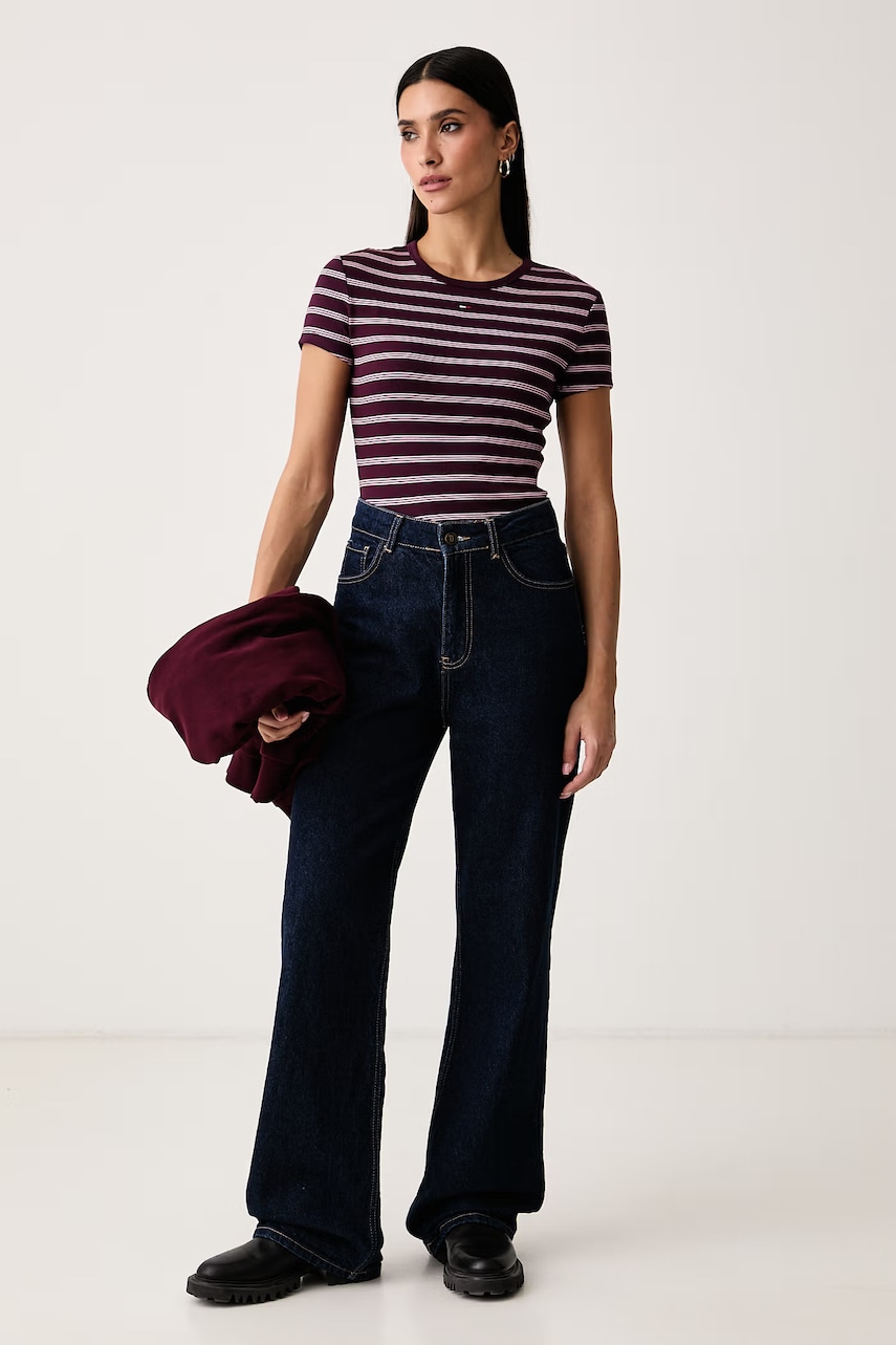 Tommy Jeans t-shirt γυναικείο βαμβακερό με ελαστάν