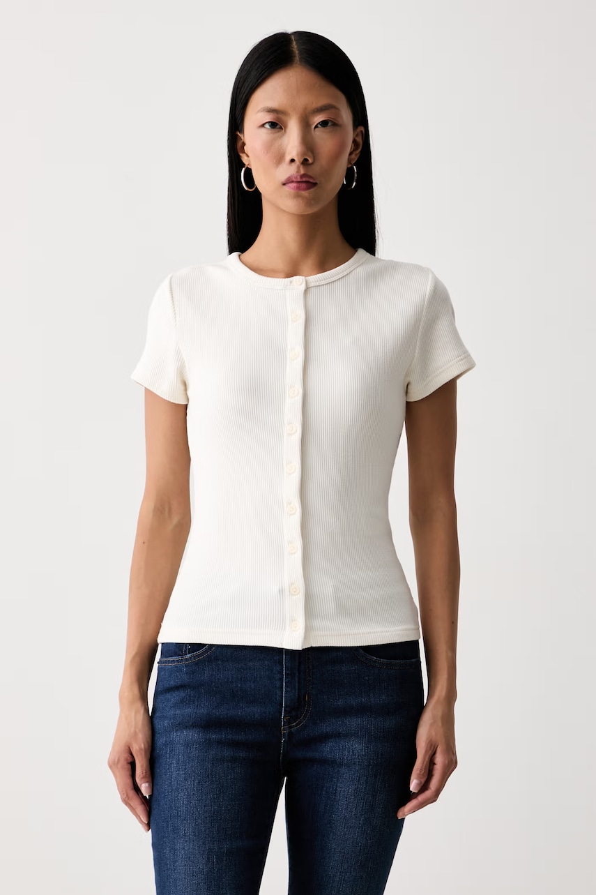 Levi's T-shirt damski z modalem RORY BUTTON THROUGH SS
