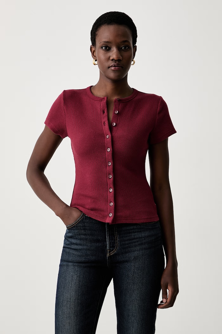 Levi's T-shirt damski z modalem RORY BUTTON THROUGH SS