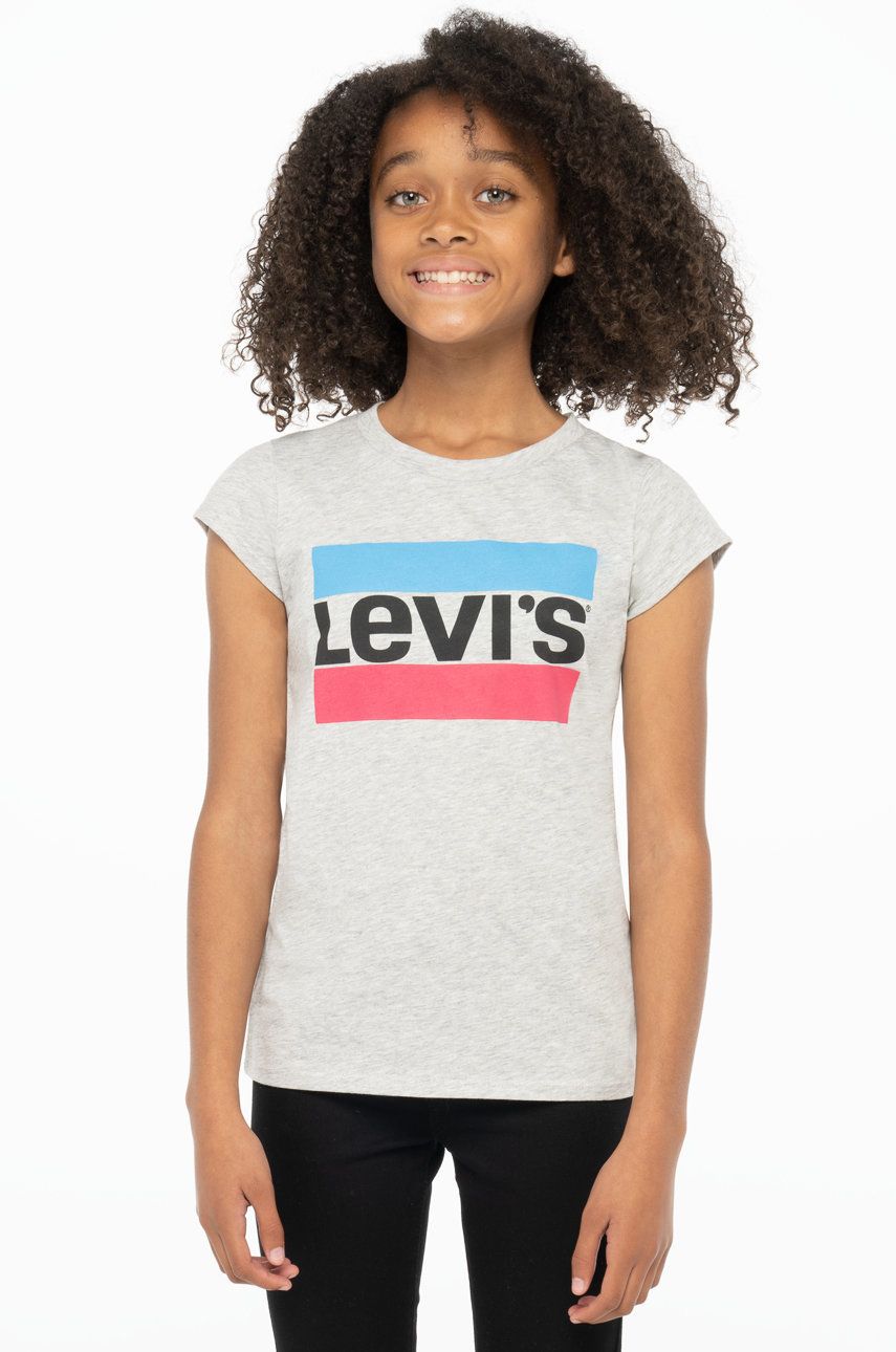 Dětské tričko Levi′s šedá barva - šedá -  100% Bavlna