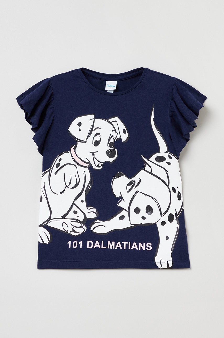 OVS tricou de bumbac pentru copii culoarea albastru marin