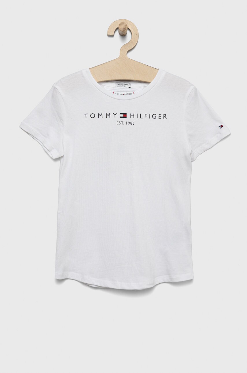 

Детская хлопковая футболка Tommy Hilfiger цвет белый