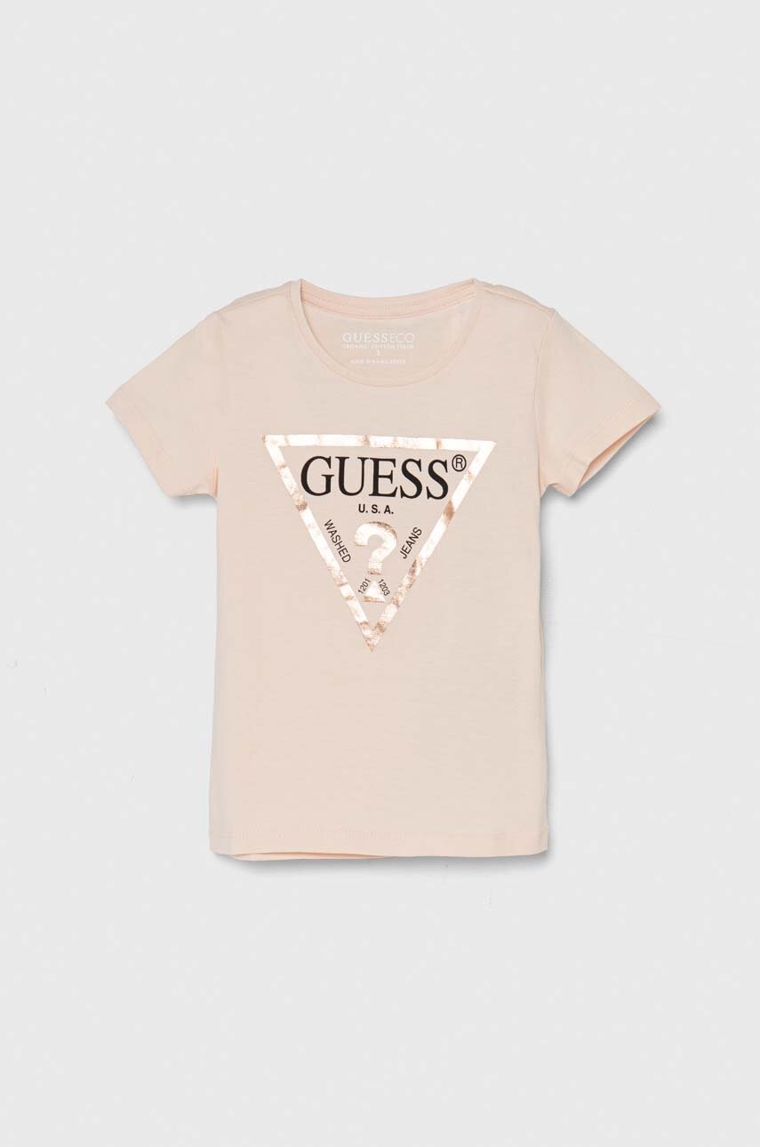 

Памучна тениска Guess в розово, Розов