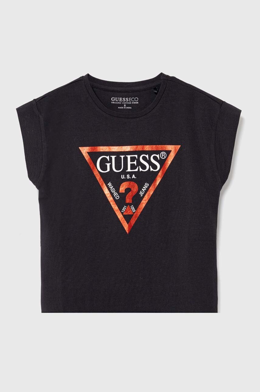 

Детска тениска Guess в черно J81I15 J1311, Черен
