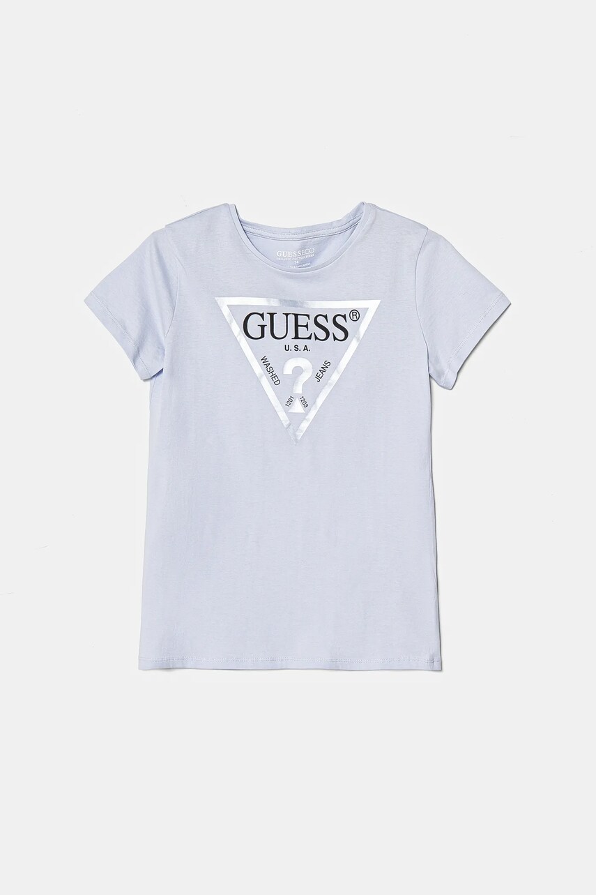 Levně Dětské bavlněné tričko Guess modrá barva, J73I56 K8HM0