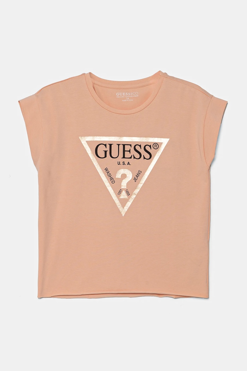 Levně Dětské tričko Guess oranžová barva, J81I15 J1311