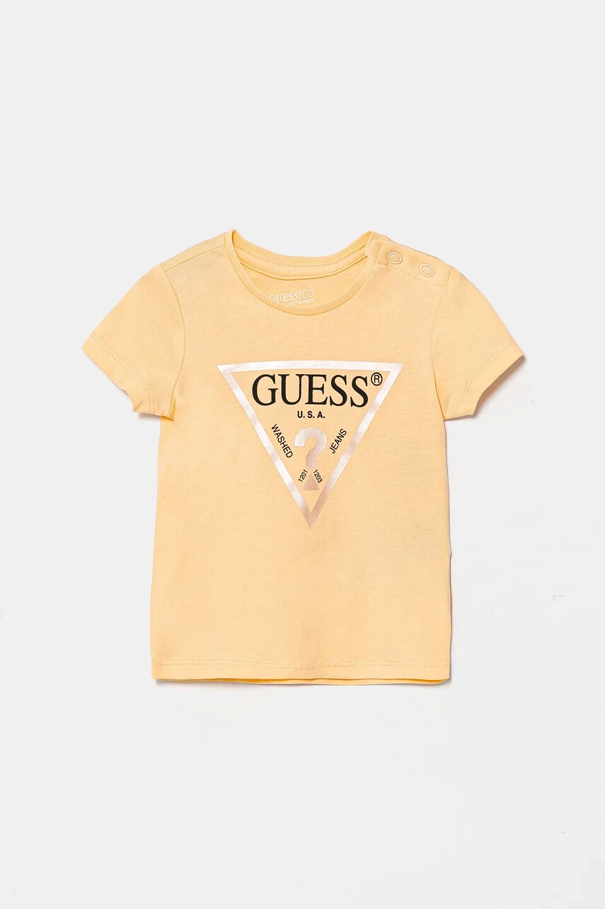 Levně Dětské bavlněné tričko Guess oranžová barva, K73I56 K8HM0