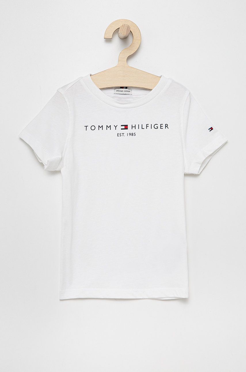 Dětské bavlněné tričko Tommy Hilfiger bílá barva, s potiskem - bílá -  100% Bavlna