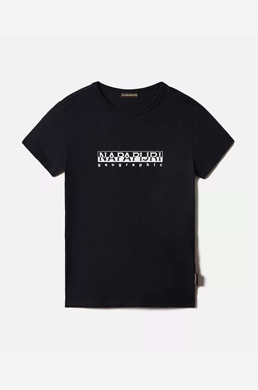 Napapijri tricou de bumbac pentru copii culoarea negru, modelator