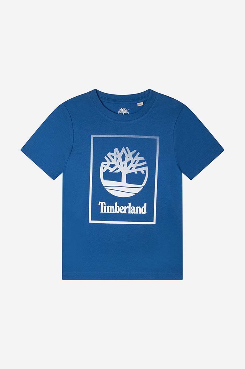 Timberland tricou de bumbac pentru copii Short Sleeves Tee-shirt culoarea albastru marin, cu imprimeu
