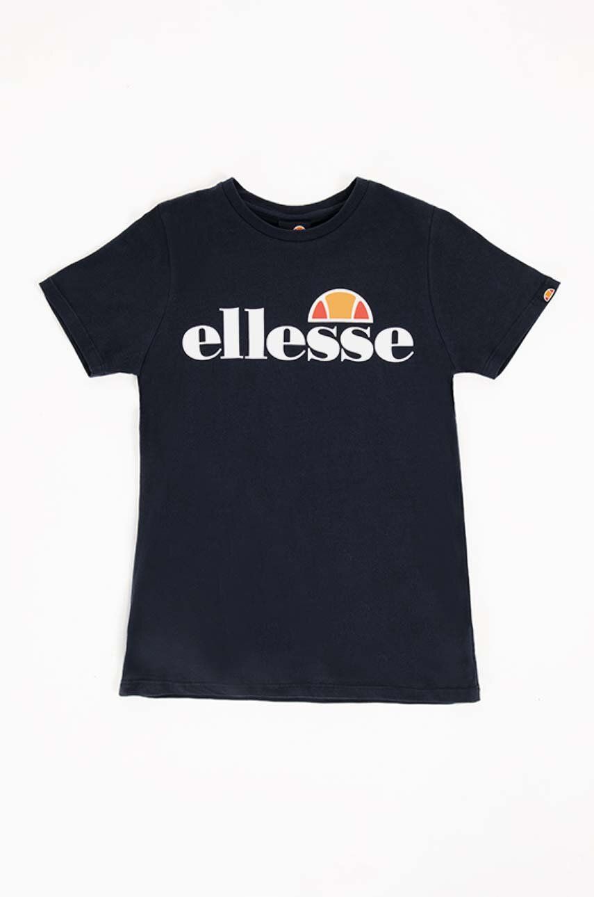 Dětské bavlněné tričko Ellesse černá barva, s potiskem - černá - 100 % Bavlna