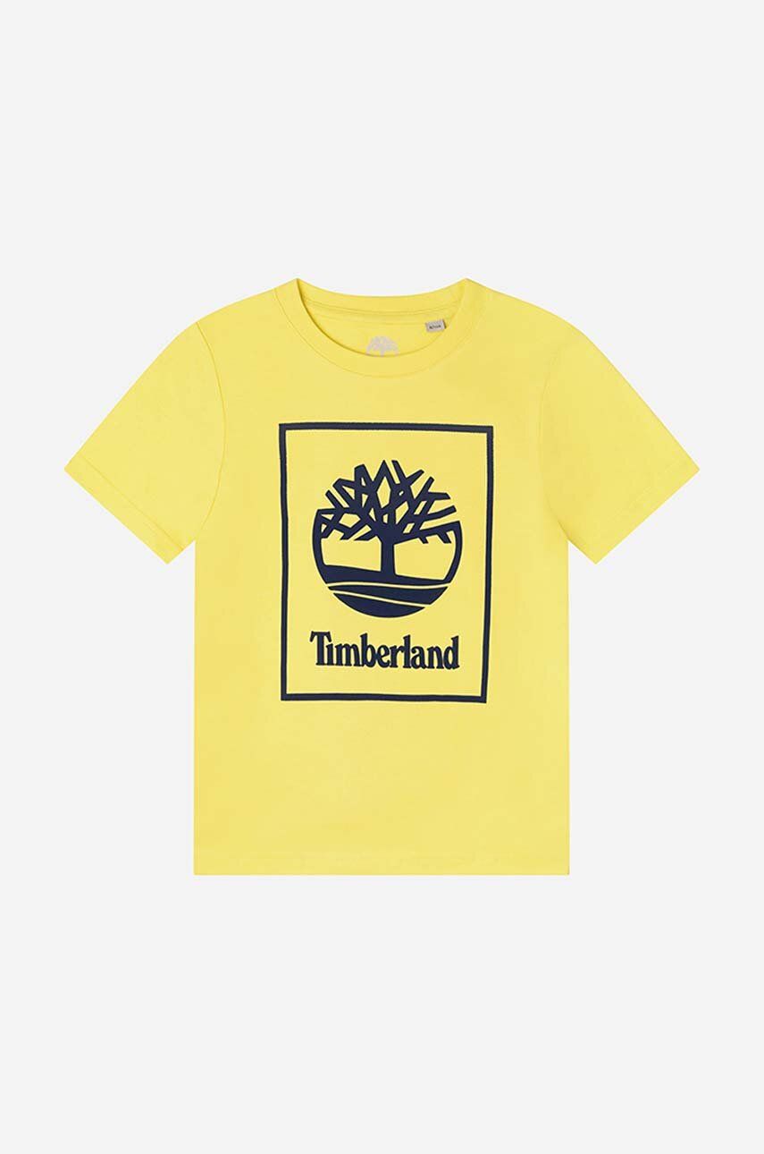 Timberland tricou de bumbac pentru copii culoarea galben, cu imprimeu