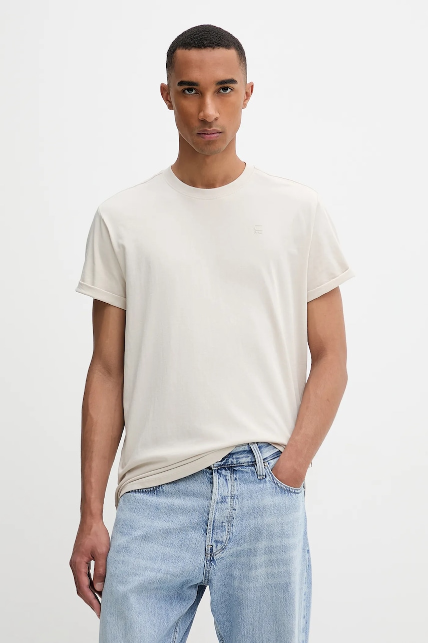 G-Star Raw tricou din bumbac culoarea alb, uni, D16396-B353