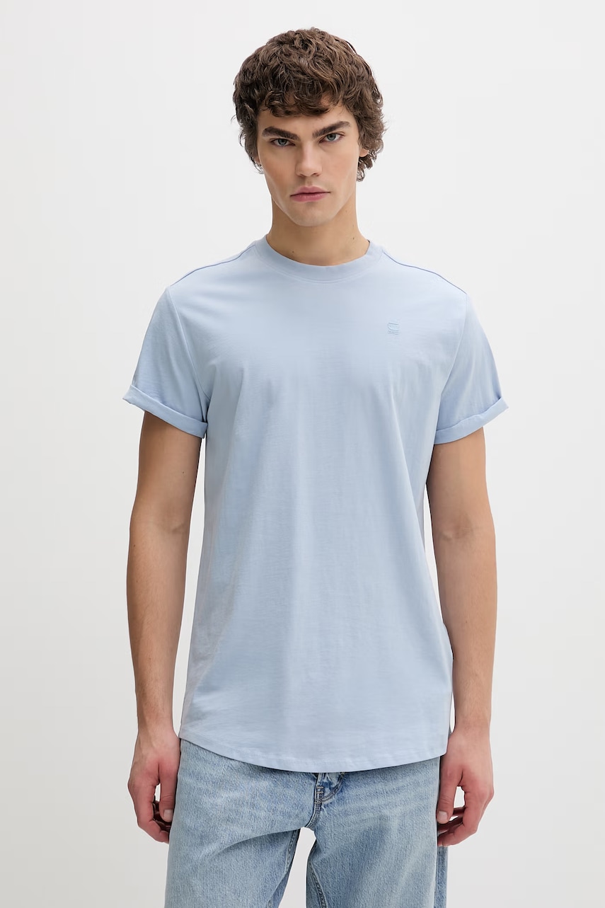 G-Star Raw t-shirt bawełniany męski kolor niebieski gładki D16396-B353