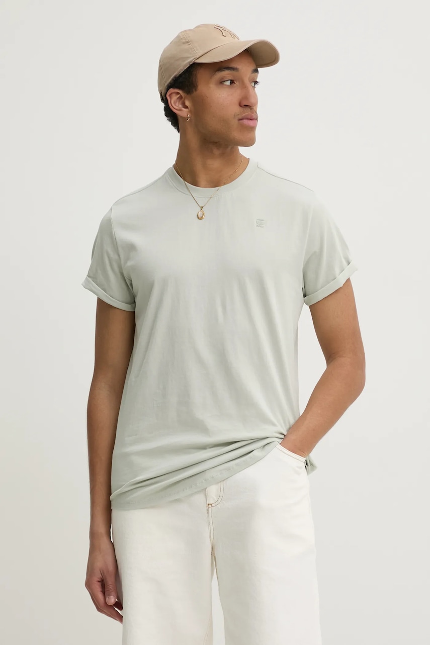 G-Star tricou din bumbac bărbați, culoarea alb, uni, D16396-B353