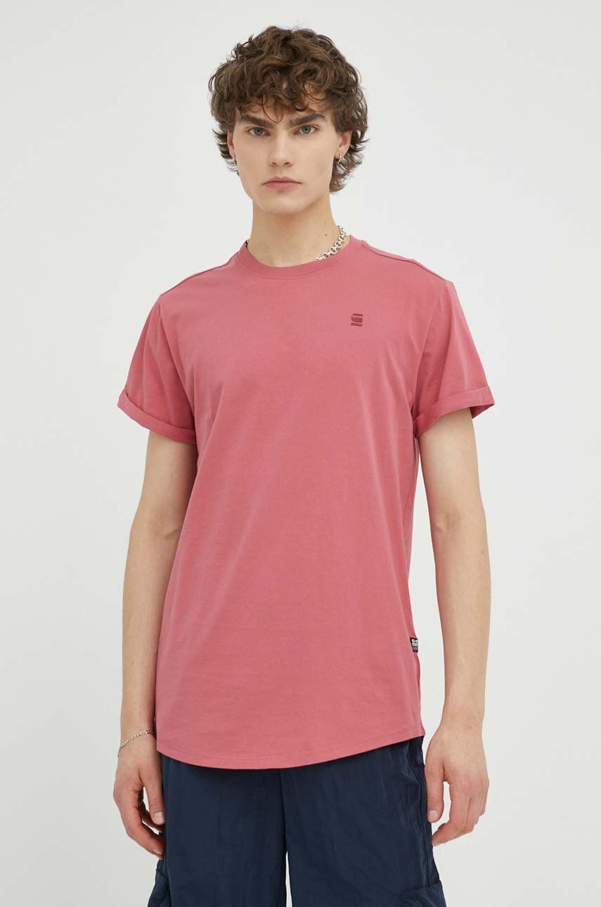 G-Star Raw tricou din bumbac culoarea roz, neted