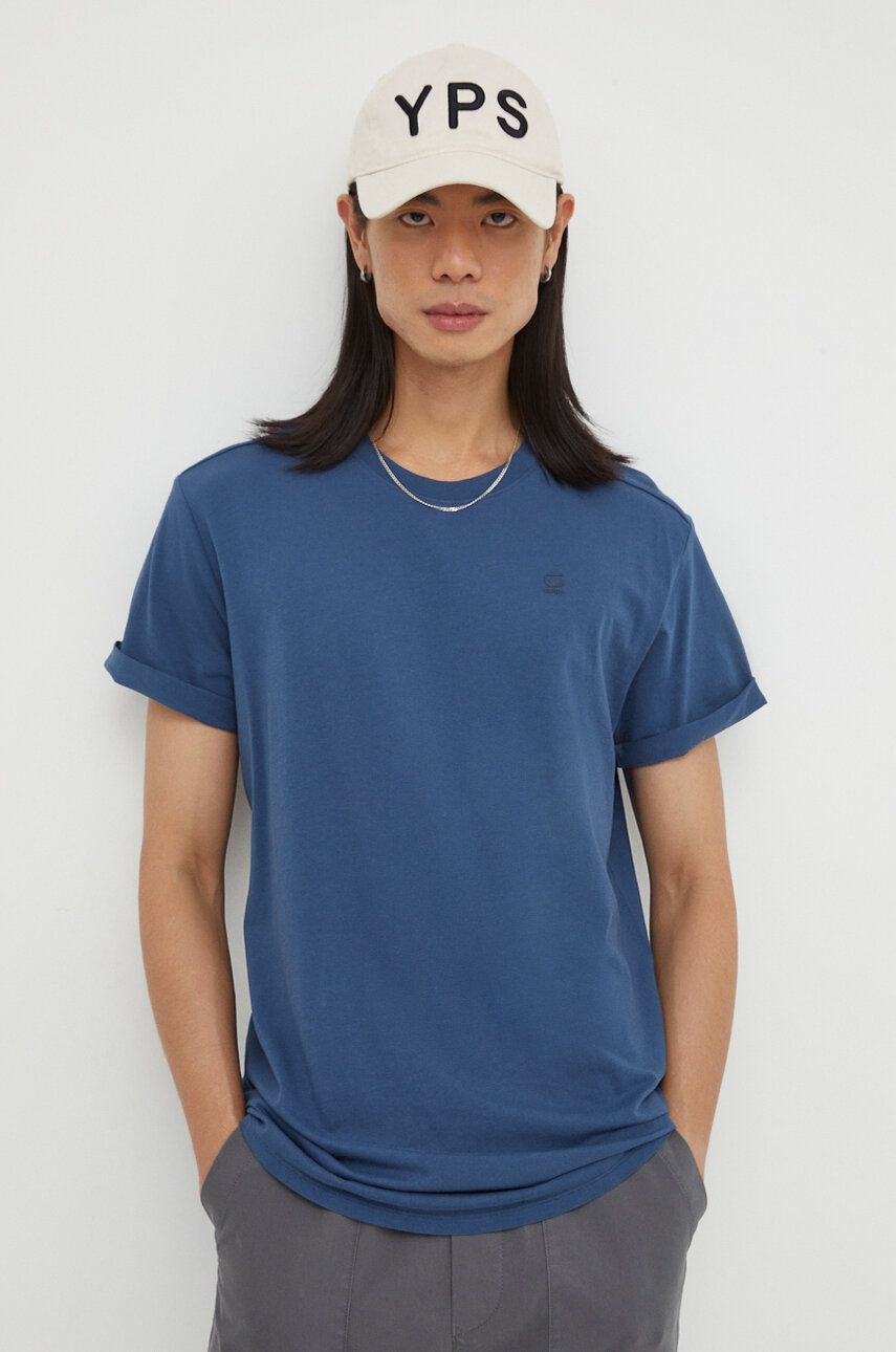 Bavlněné tričko G-Star Raw tmavomodrá barva - námořnická modř - 100 % Organická bavlna