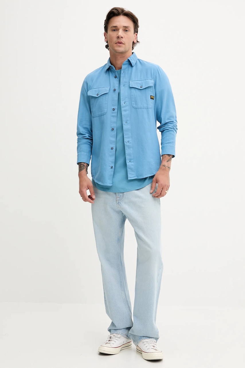 Хлопковая футболка G-Star Raw цвет белый однотонная D16396-B353 Хлопковая футболка G-Star Raw цвет белый однотонная D16396-B353