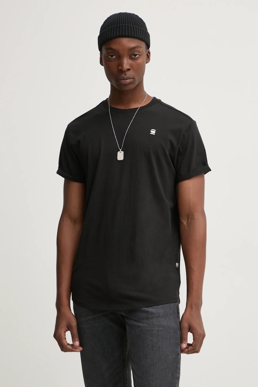 G-Star Raw tricou din bumbac culoarea negru, neted G-Star Raw tricou din bumbac culoarea negru, neted