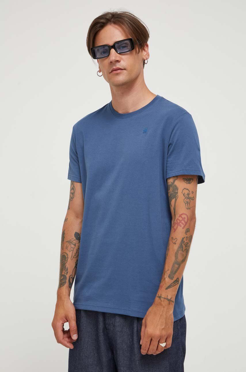 G-star Raw Tricou Din Bumbac Culoarea Albastru Marin, Neted