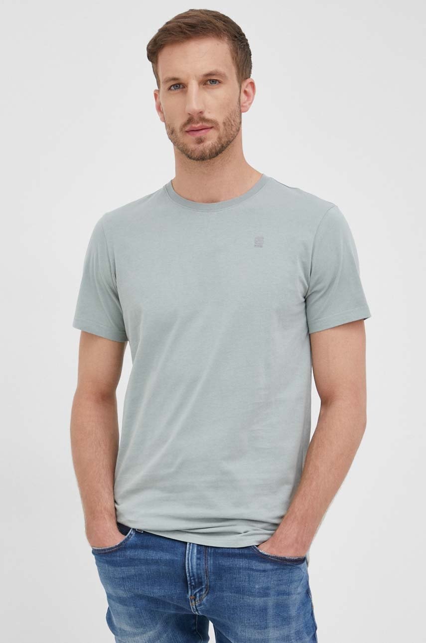 G-Star tricou din bumbac bărbați, culoarea verde, uni, D16411-336