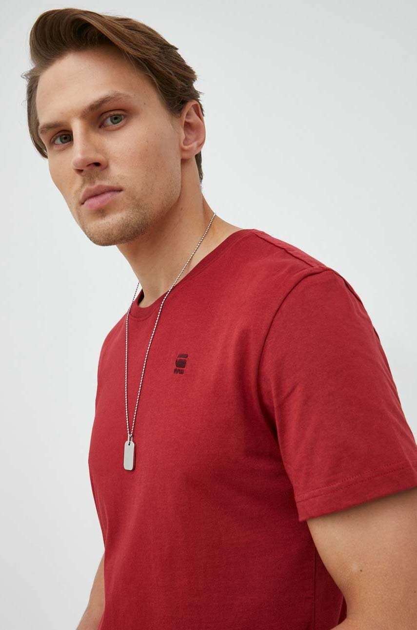 G-star raw tricou din bumbac culoarea rosu, neted