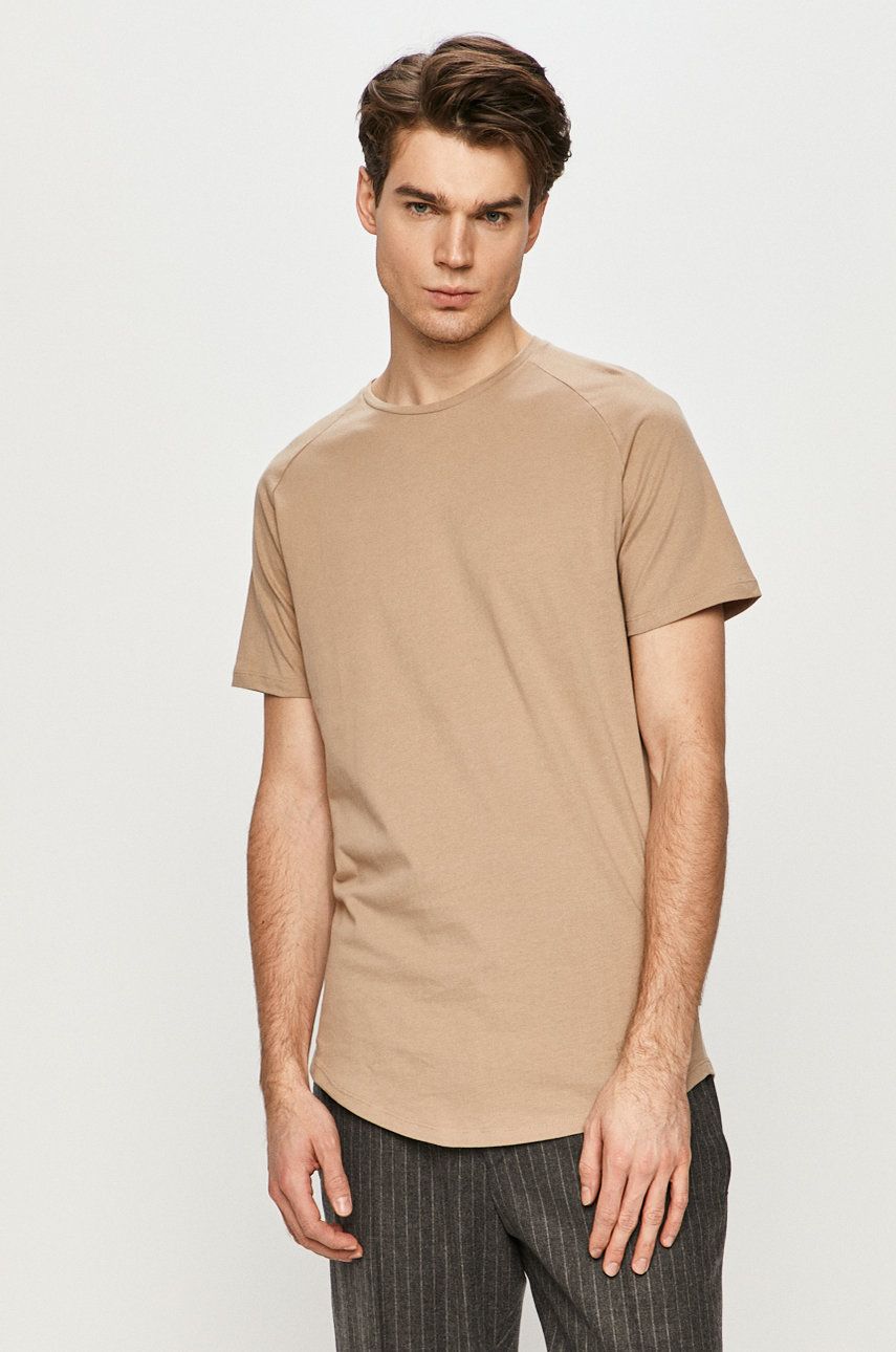 Jack & Jones Tricou culoarea bej, material neted