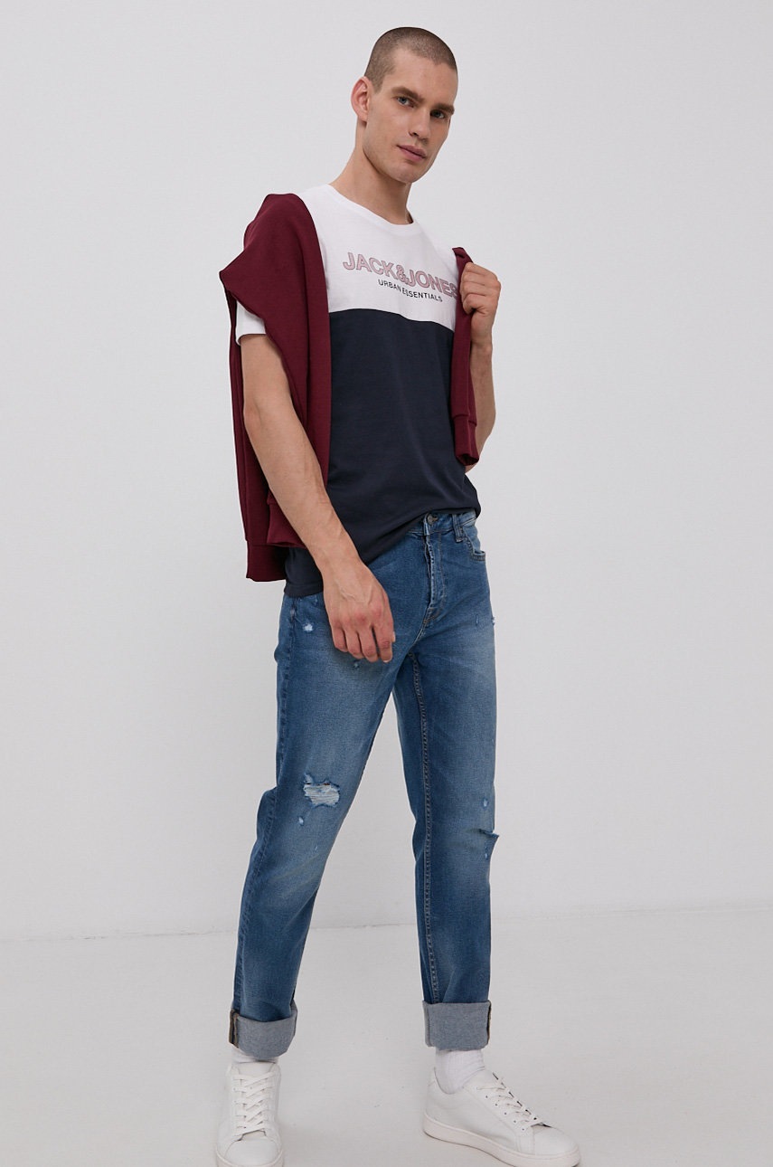 

Футболка Jack & Jones мужская цвет белый с принтом