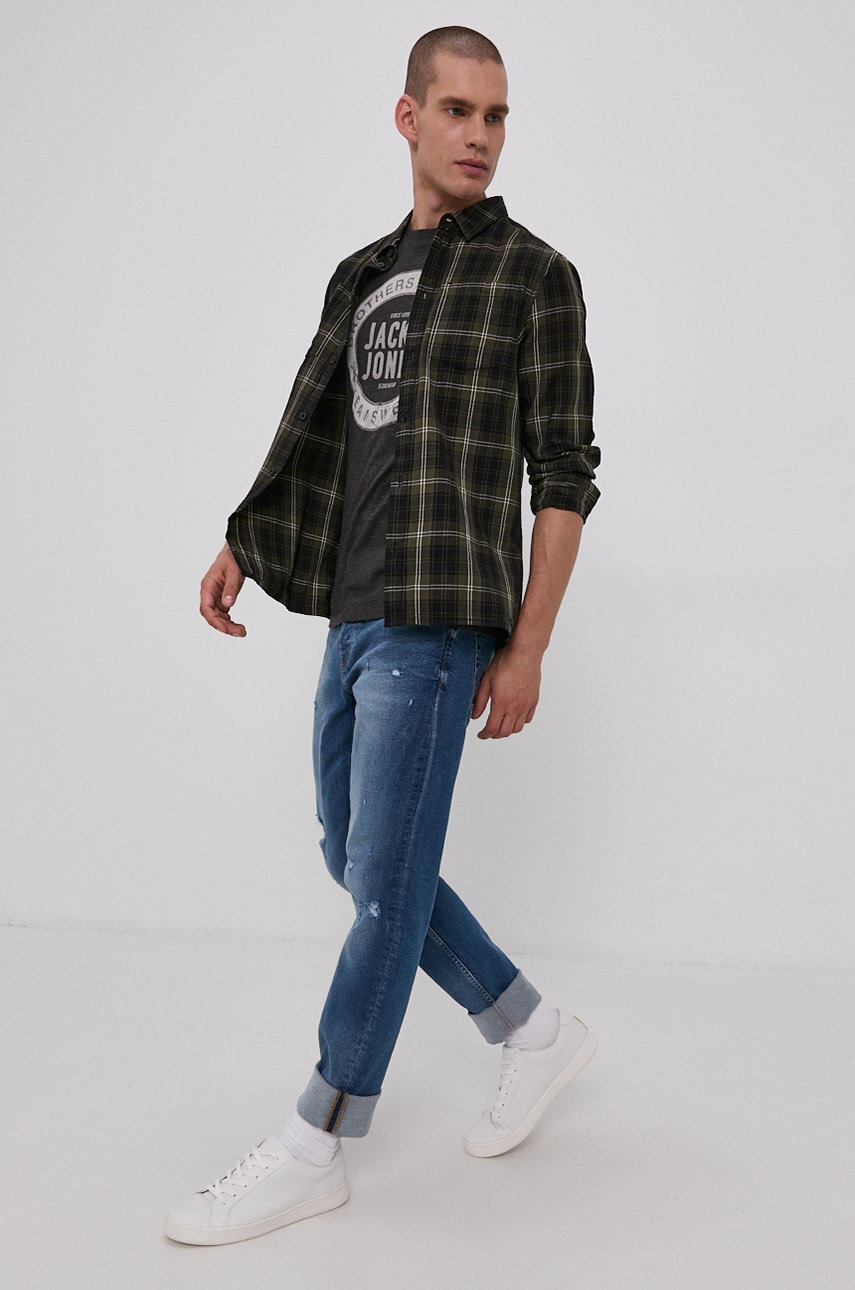 

Футболка Jack & Jones чоловіча колір сірий з принтом