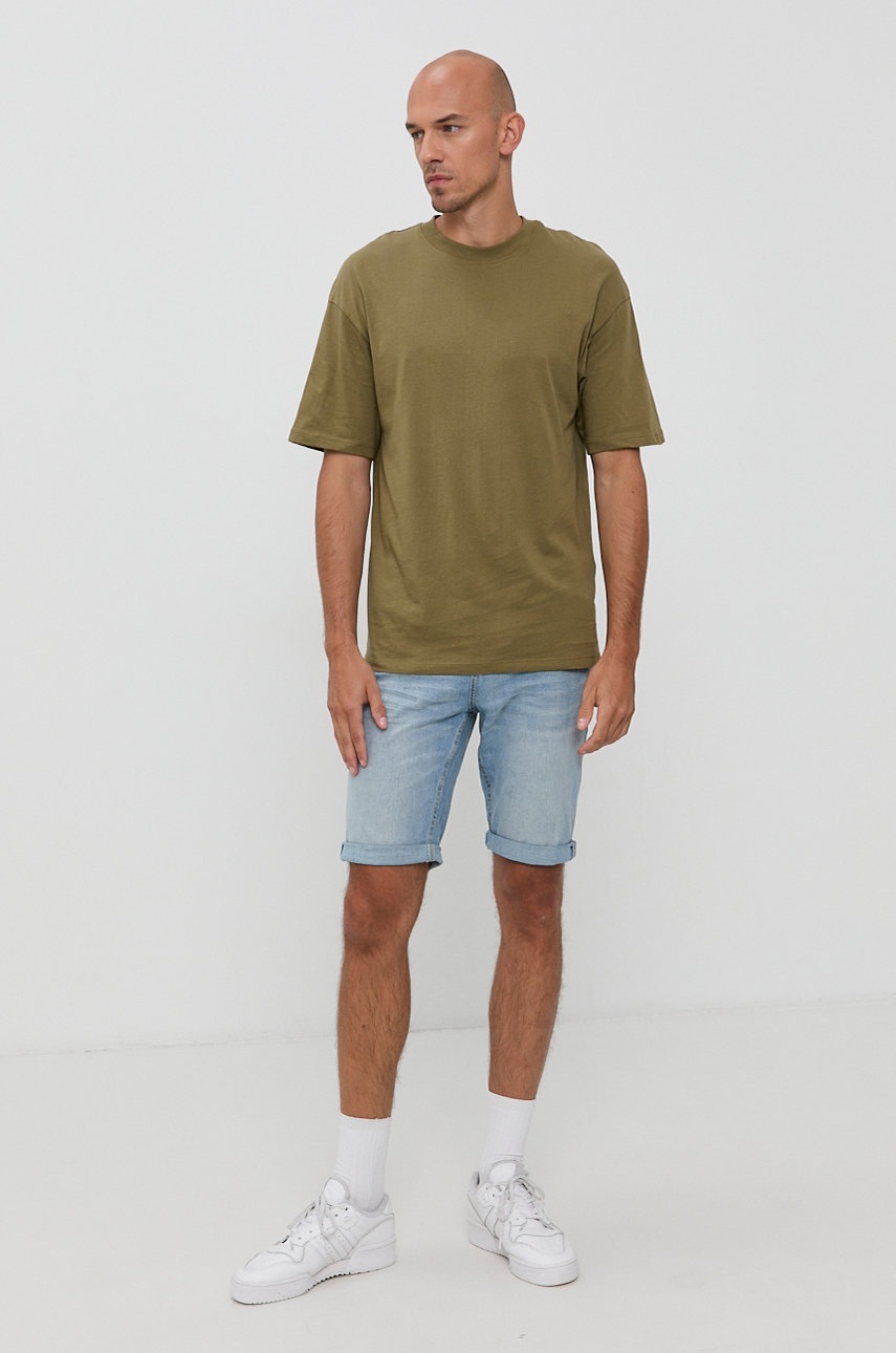 

Бавовняна футболка Jack & Jones колір коричневий гладкий