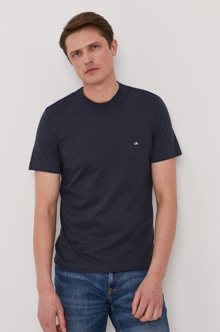 Calvin Klein T-shirt męski kolor granatowy gładki