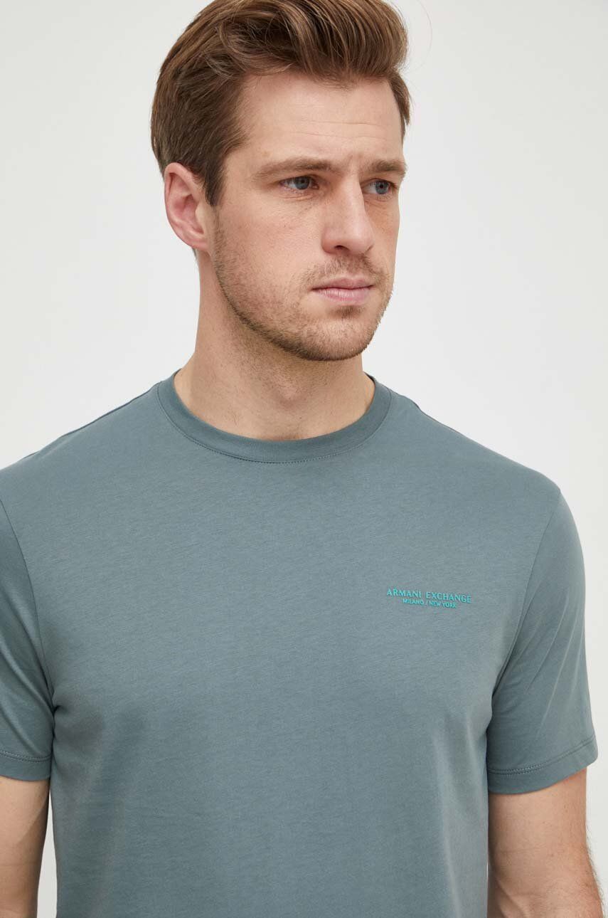 Armani Exchange tricou din bumbac barbati, culoarea alb, net