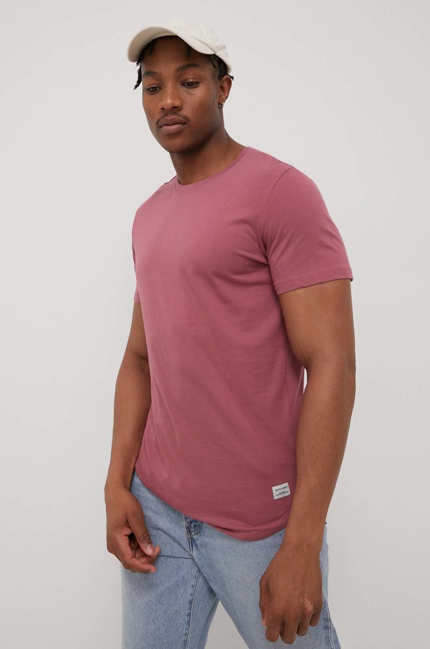 Jack & Jones tricou din bumbac culoarea roz, neted 2023 ❤️ Pret Super answear imagine noua 2022